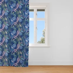Dekostoff Canvas Ottoman Baumwollstoff Dschungelpflanzen Blätter blau hellblau grün rosa 1,40m Breite