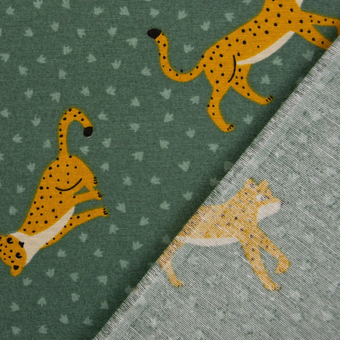 Dekostoff Canvas Ottoman Leopard Punkte grün gelb 1,40m Breite