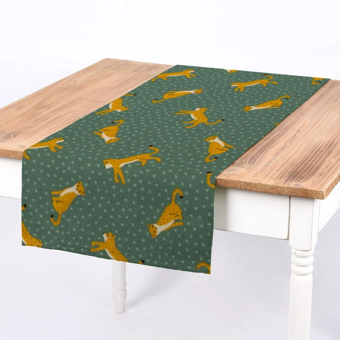 Dekostoff Canvas Ottoman Leopard Punkte grün gelb 1,40m Breite