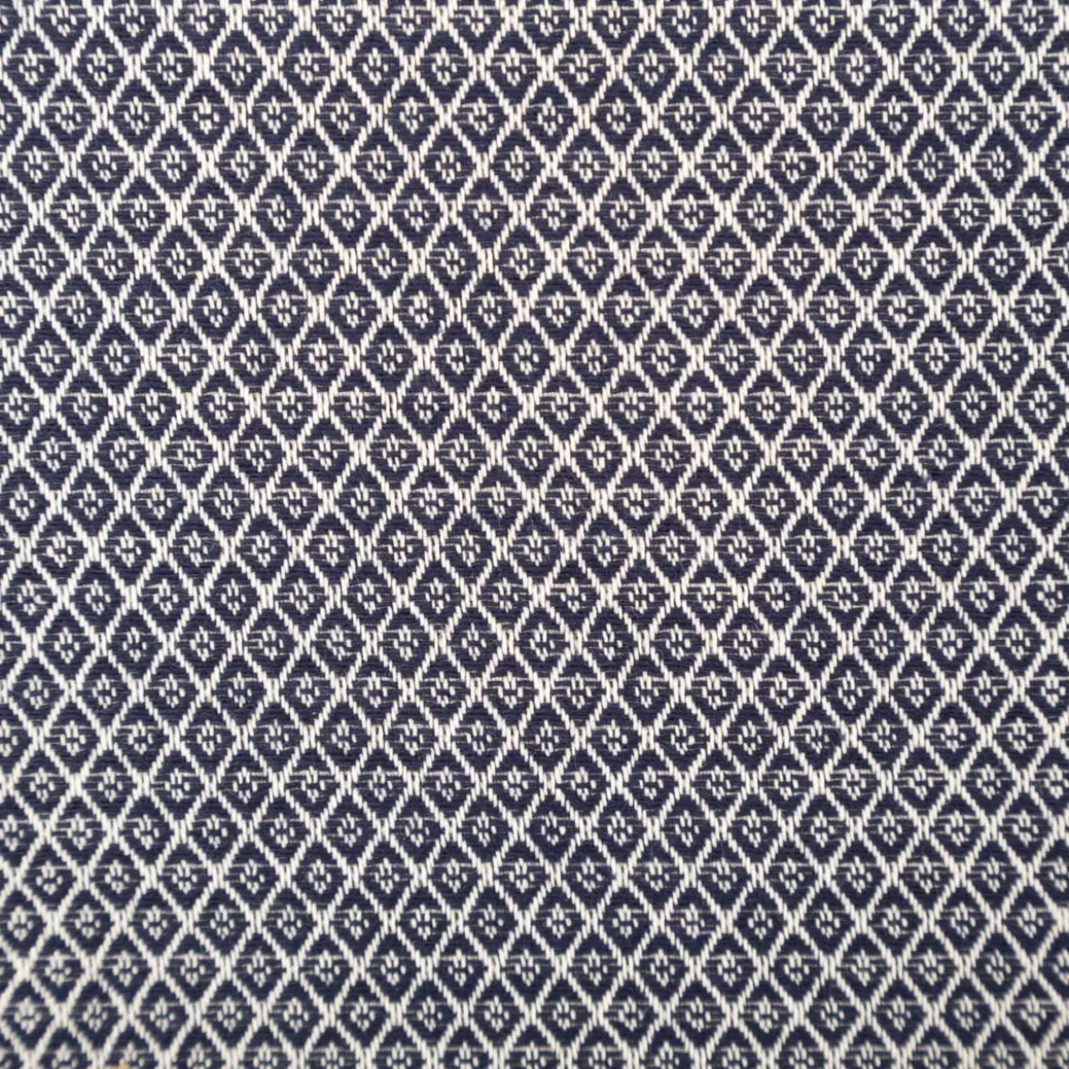Dekostoff Dobby Diamond Mini Rauten Navy Blue dunkelblau ecru 1,40m Breite
