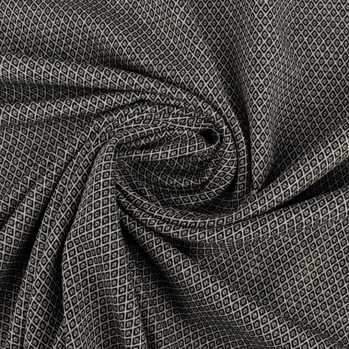 Dekostoff Dobby Diamond Mini Rauten schwarz ecru 1,40m Breite