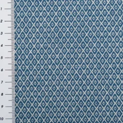 Dekostoff Dobby Diamond Mini Rauten blau ecru 1,40m Breite