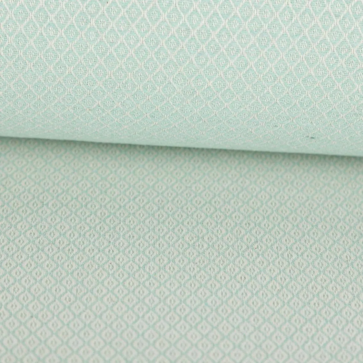Dekostoff Dobby Diamond Mini Rauten mintgrün ecru 1,40m Breite