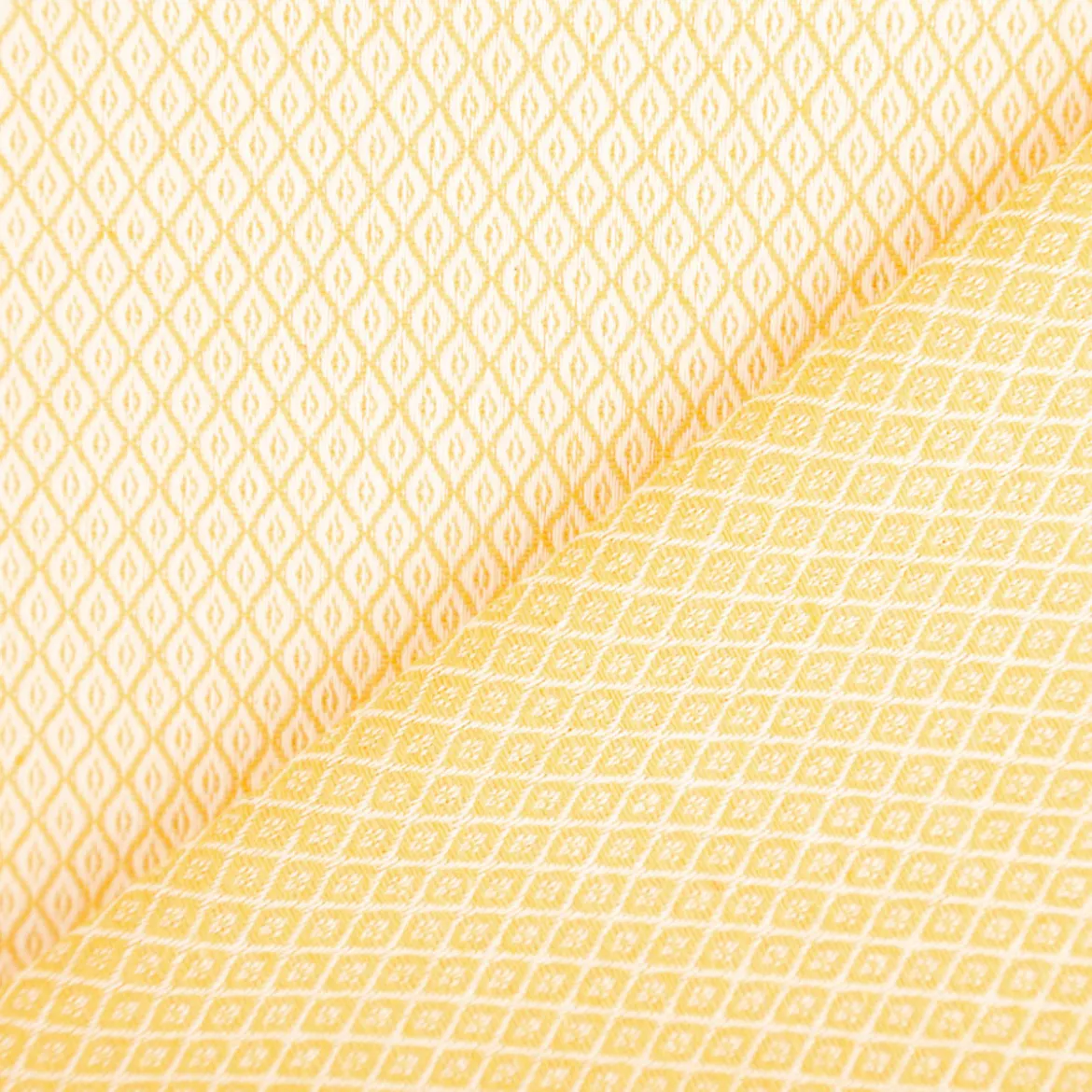 Dekostoff Dobby Diamond Mini Rauten Warm Yellow gelb ecru 1,40m Breite