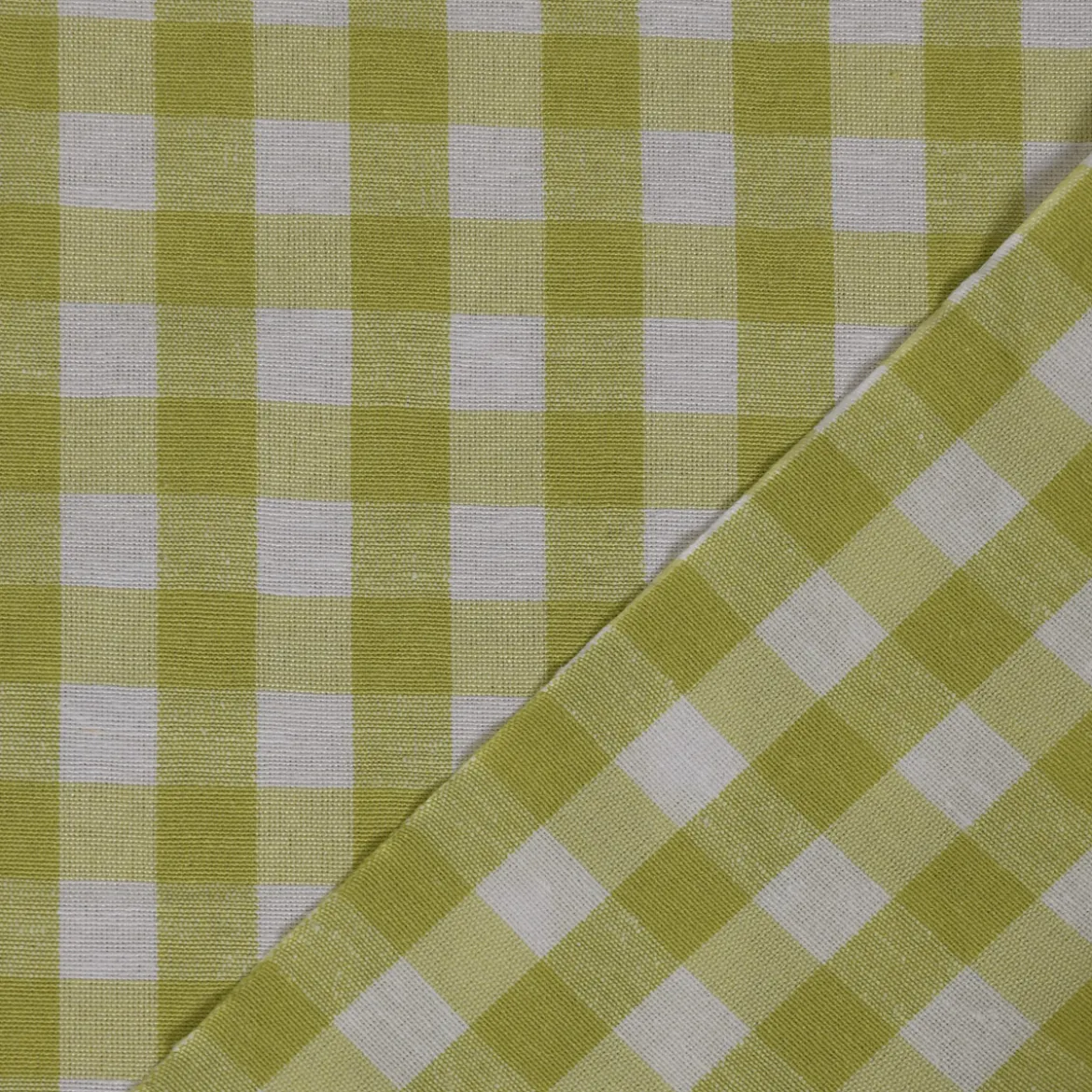 Dekostoff Dobby Karostoff Landhausstoff kariert lime weiß Karogröße ca.1,3x1,3cm 1,40m breit