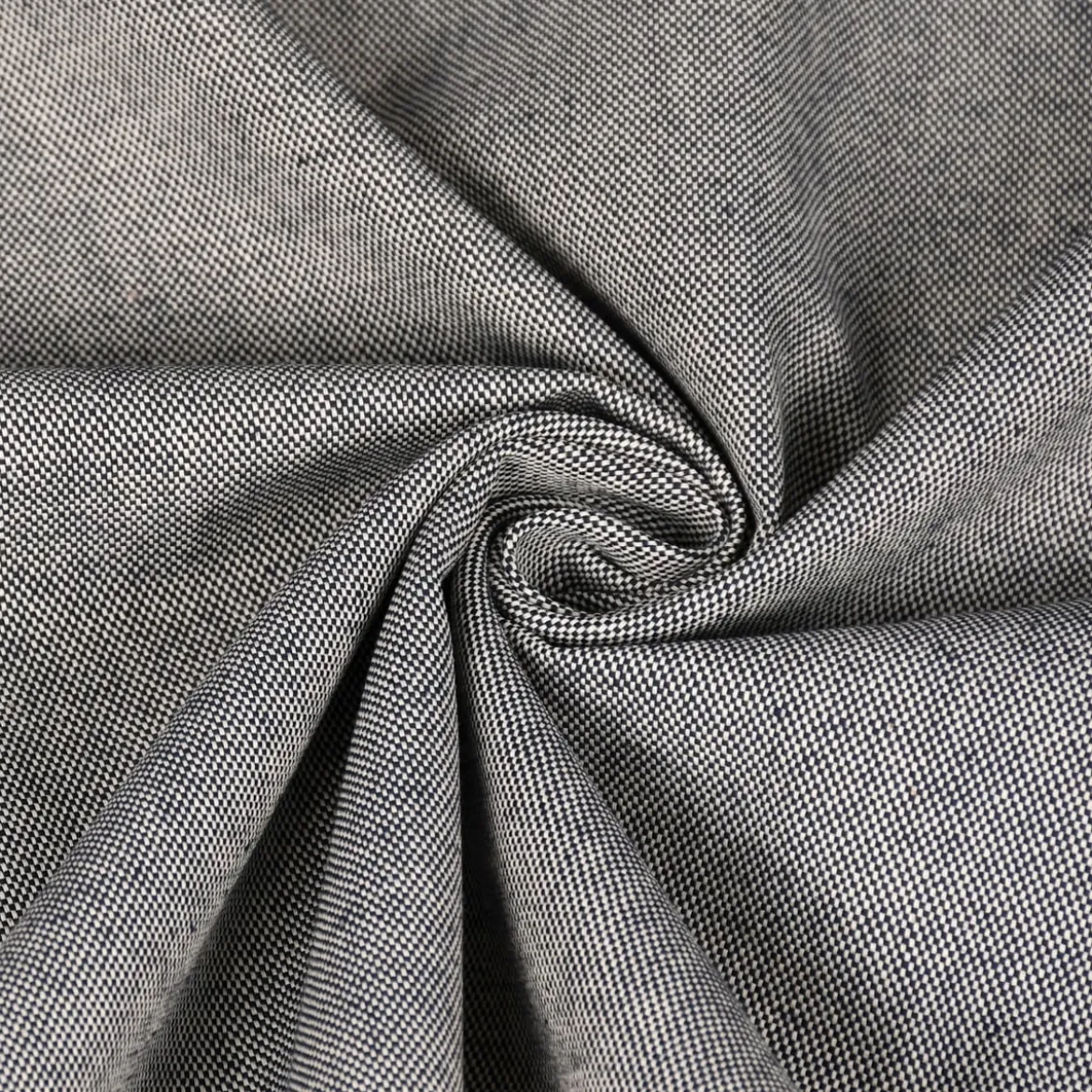 Dekostoff Dobby Panama Leinenlook meliert uni dunkelblau 1,40m Breite