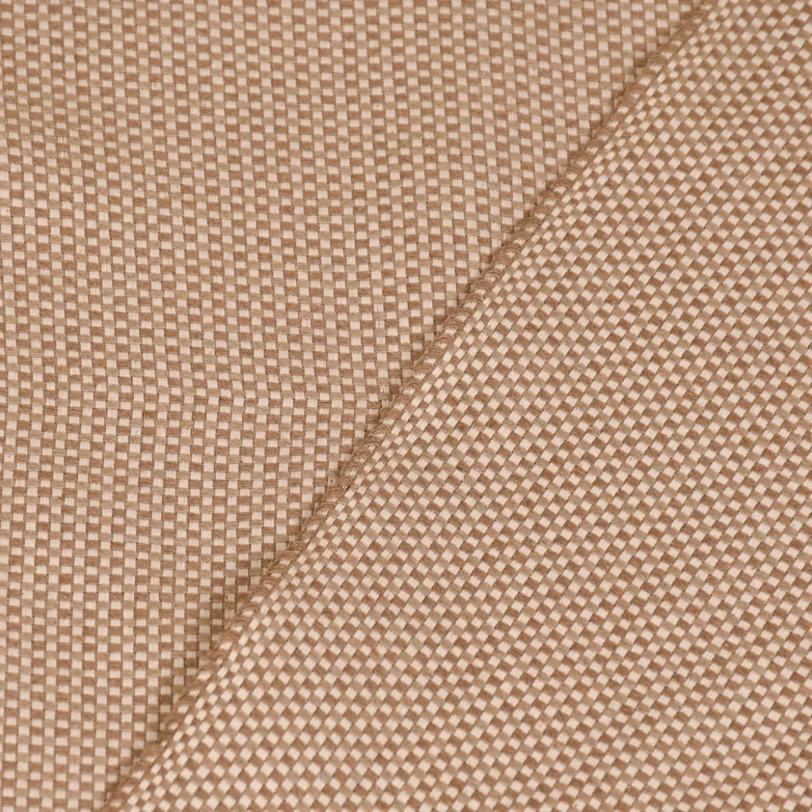 Dekostoff Dobby Panama Square Würfelstruktur uni beige 1,40m Breite
