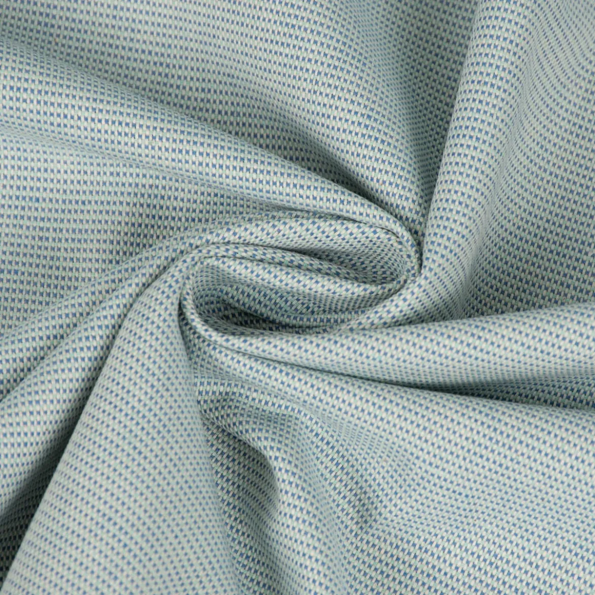Dekostoff Dobby Square Mini Würfelstruktur Two Tone blau weiß 1,40m Breite