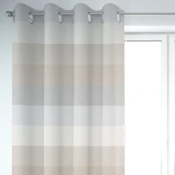 Dekostoff Dobby Streifen 9,5cm creme beige braun grau 1,40m Breite
