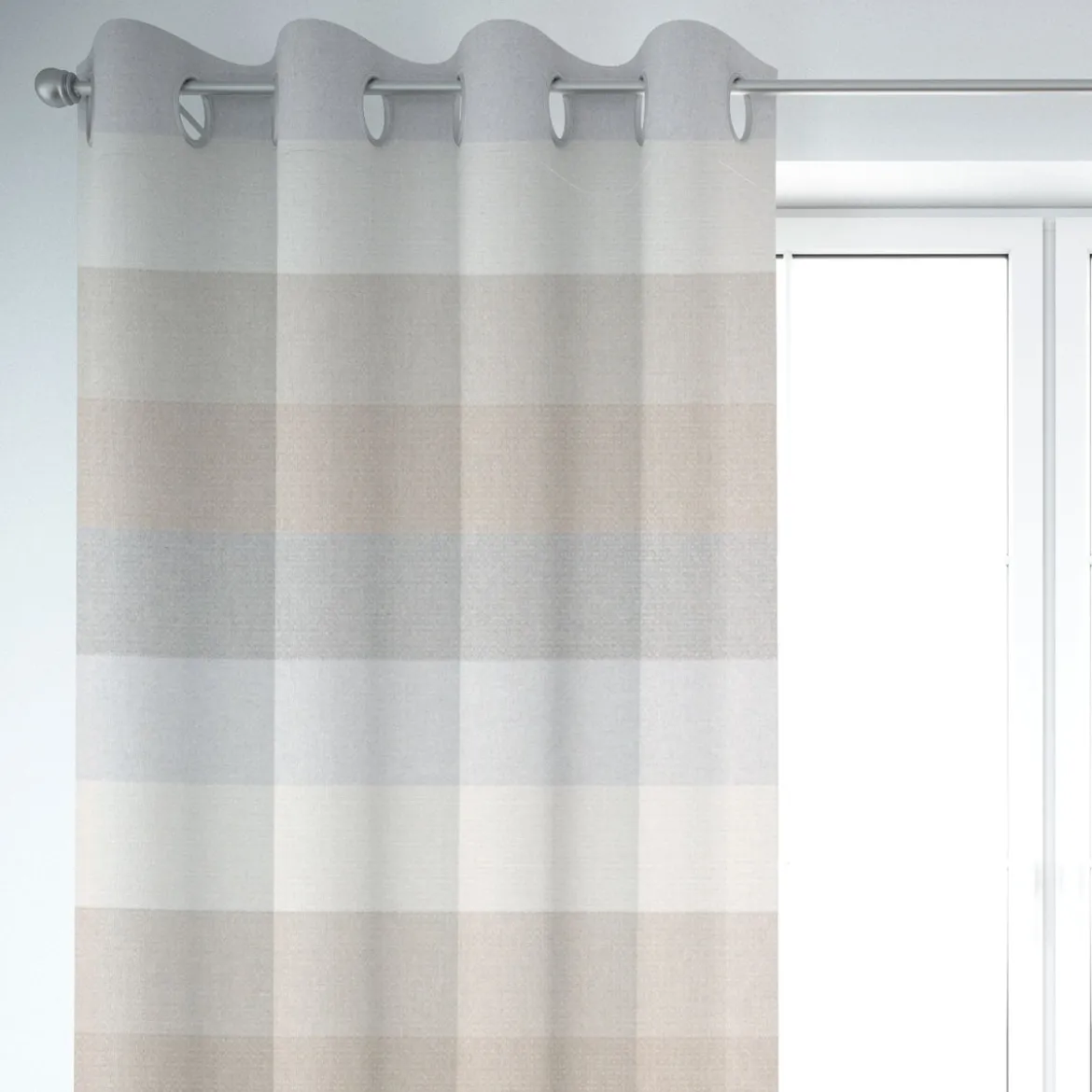 Dekostoff Dobby Streifen 9,5cm creme beige braun grau 1,40m Breite