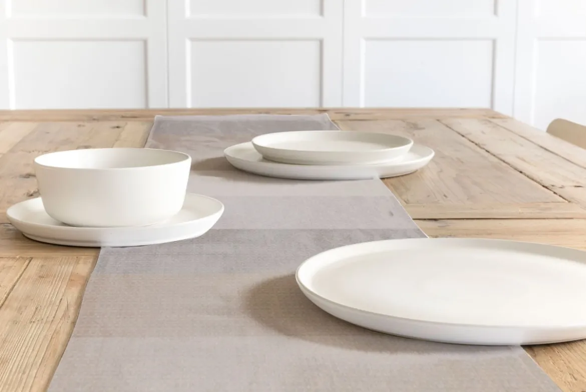 Dekostoff Dobby Streifen 9,5cm creme beige braun grau 1,40m Breite