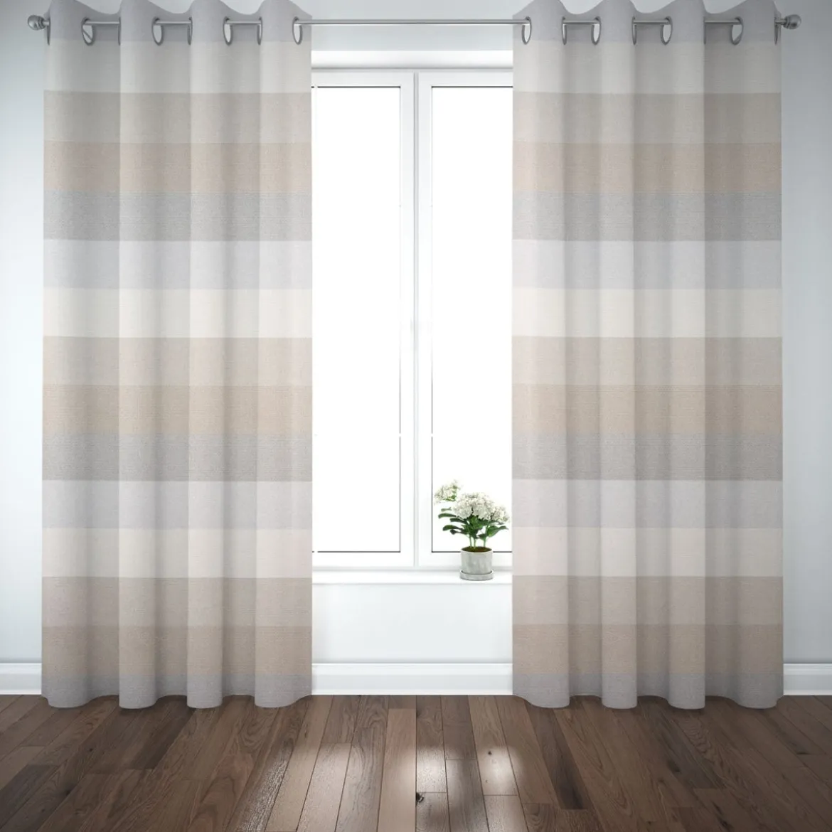 Dekostoff Dobby Streifen 9,5cm creme beige braun grau 1,40m Breite