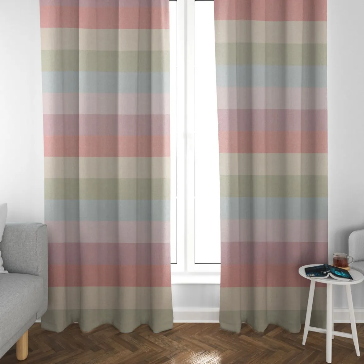 Dekostoff Dobby Streifen 9,5cm mint rosa beere rot gelb grün 1,40m Breite