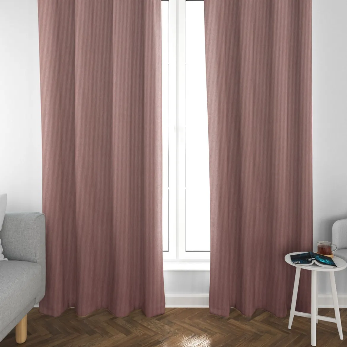 Dekostoff Dobby Streifen 3mm creme rosa 1,40m Breite
