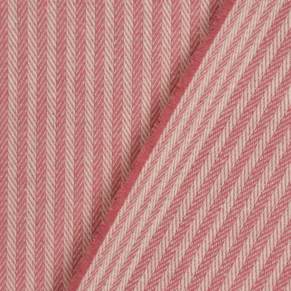 Dekostoff Dobby Streifen 3mm creme rosa 1,40m Breite