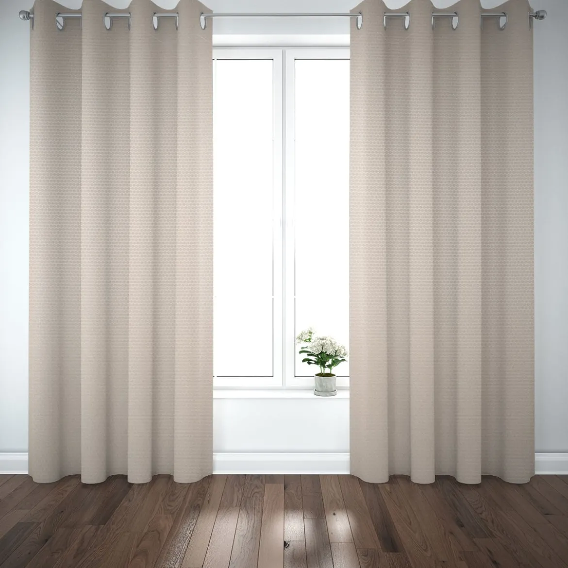 Dekostoff Double Face Jacquard Punkte beige 1,50m Breite
