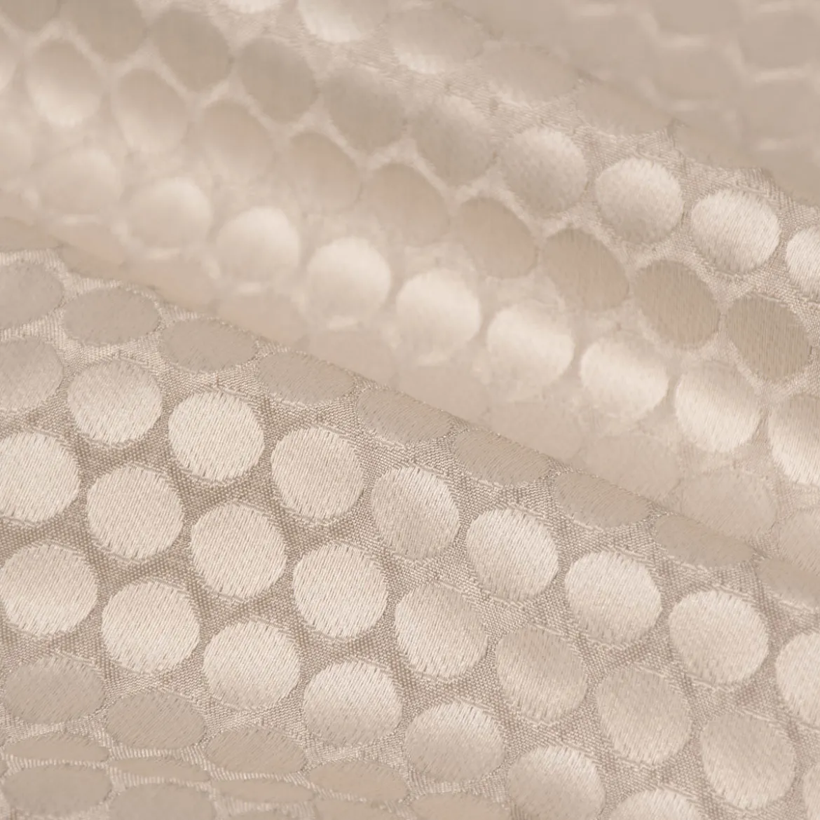 Dekostoff Double Face Jacquard Punkte beige 1,50m Breite