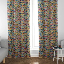 Dekostoff Doubleface Wendestoff Jacquard Kästchen Pixel bunt 1,4m Breite