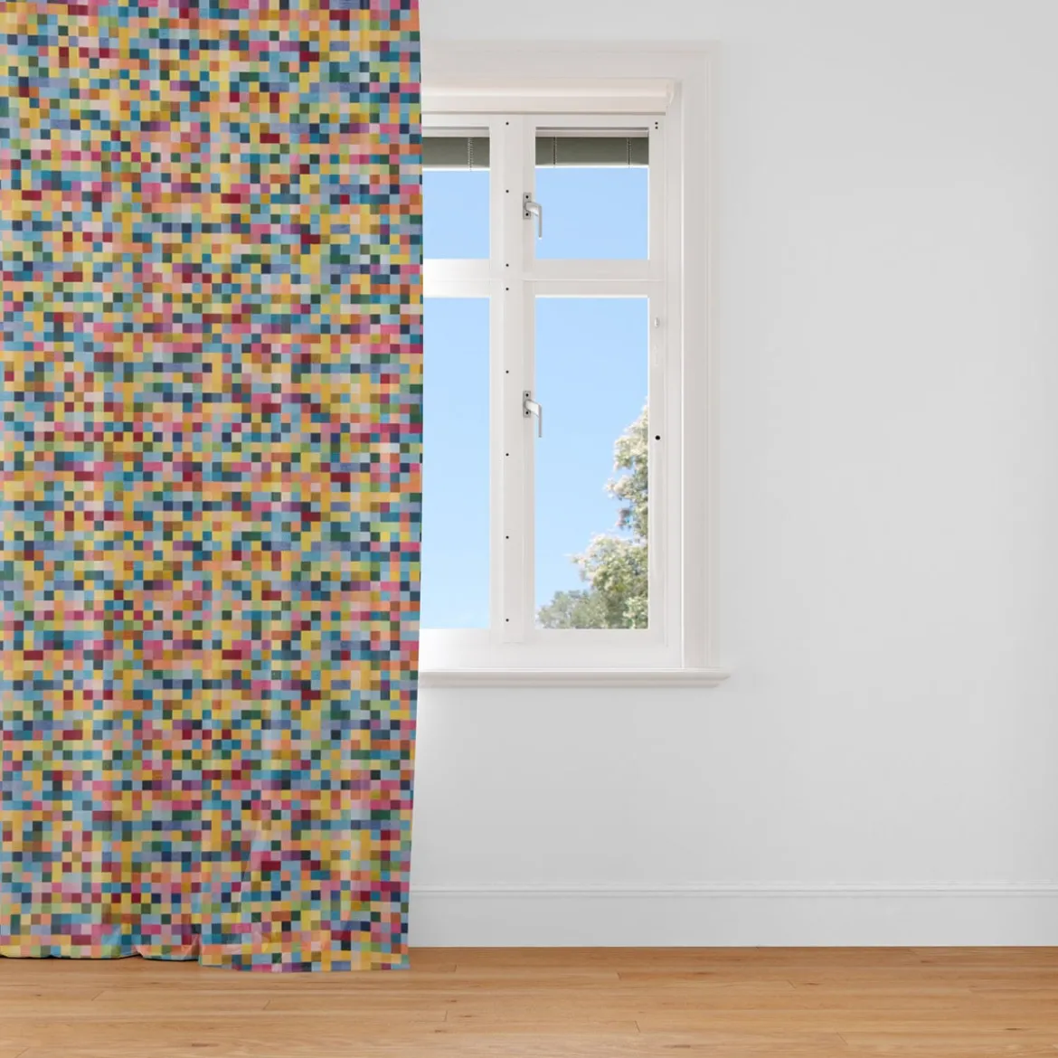 Dekostoff Doubleface Wendestoff Jacquard Kästchen Pixel bunt 1,4m Breite