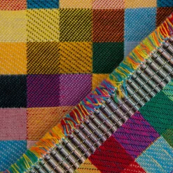 Dekostoff Doubleface Wendestoff Jacquard Kästchen Pixel bunt 1,4m Breite