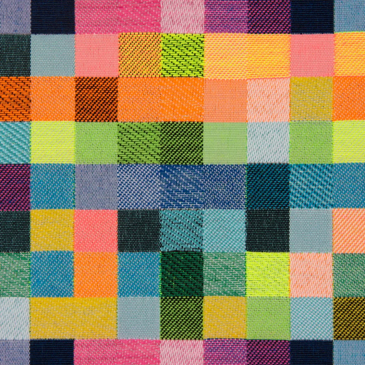 Dekostoff Doubleface Wendestoff Jacquard Kästchen Pixel Neon Farben bunt 1,4m Breite