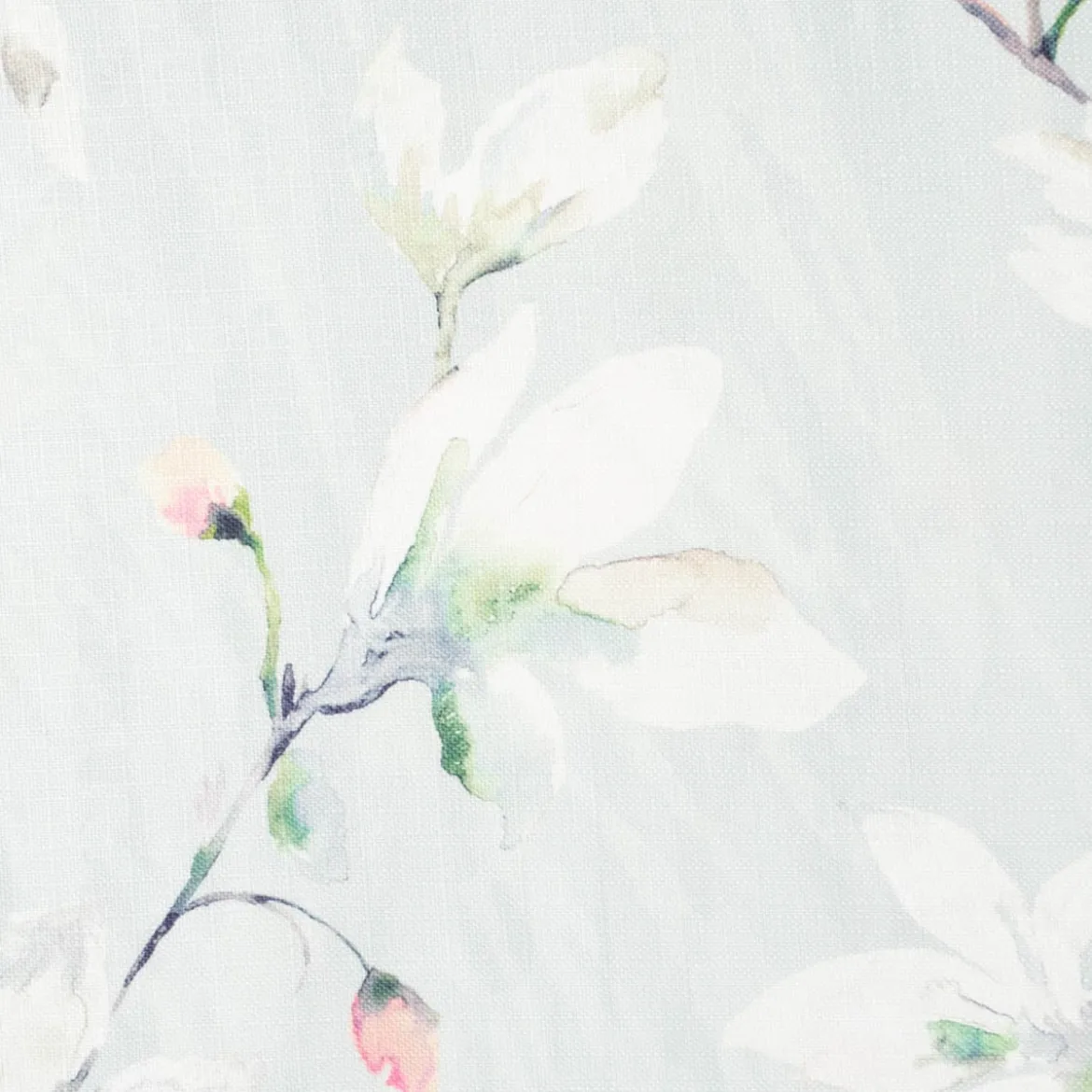 Dekostoff Druckstoff Strukturoptik Aquarell Blumen Blüten mint 1,50m Breite