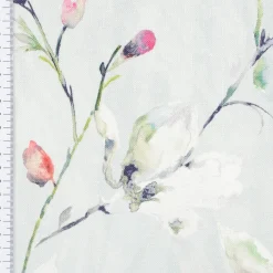 Dekostoff Druckstoff Strukturoptik Aquarell Blumen Blüten mint 1,50m Breite