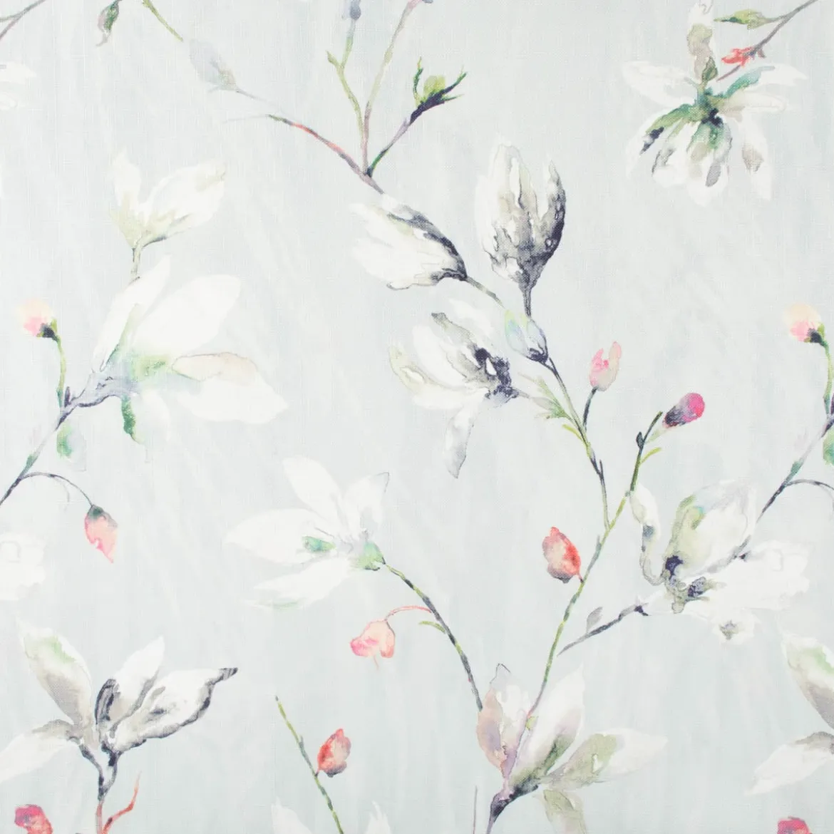 Dekostoff Druckstoff Strukturoptik Aquarell Blumen Blüten mint 1,50m Breite