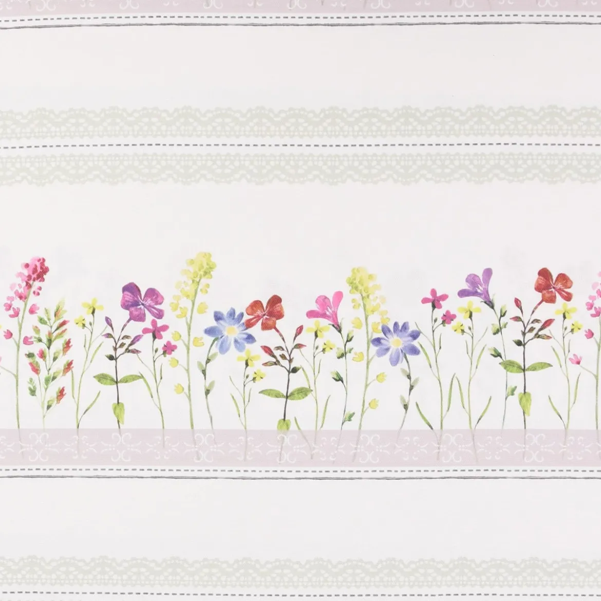 Dekostoff Gardinenstoff Blumen Streifen Spitze ecru bunt 160cm Breite