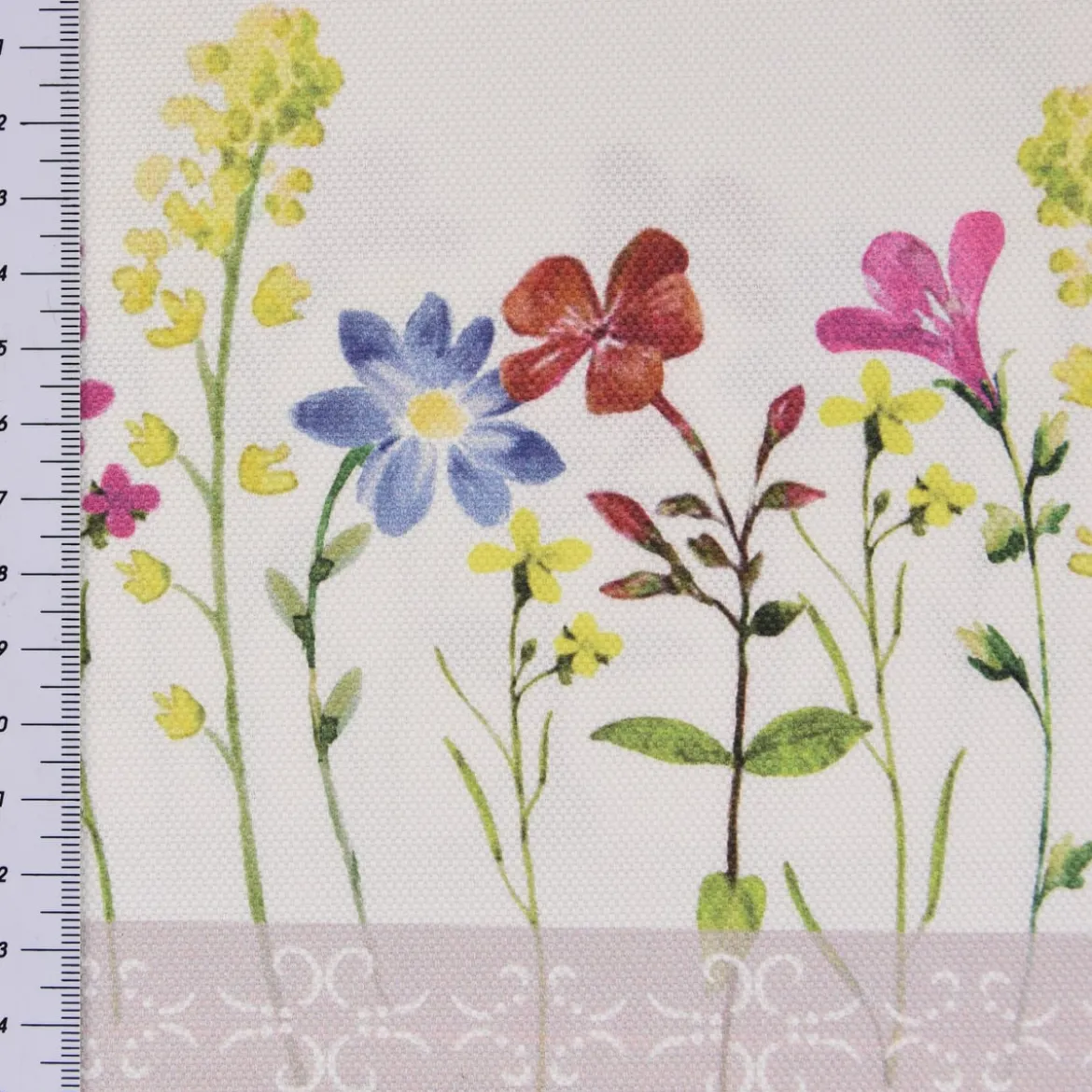 Dekostoff Gardinenstoff Blumen Streifen Spitze ecru bunt 160cm Breite