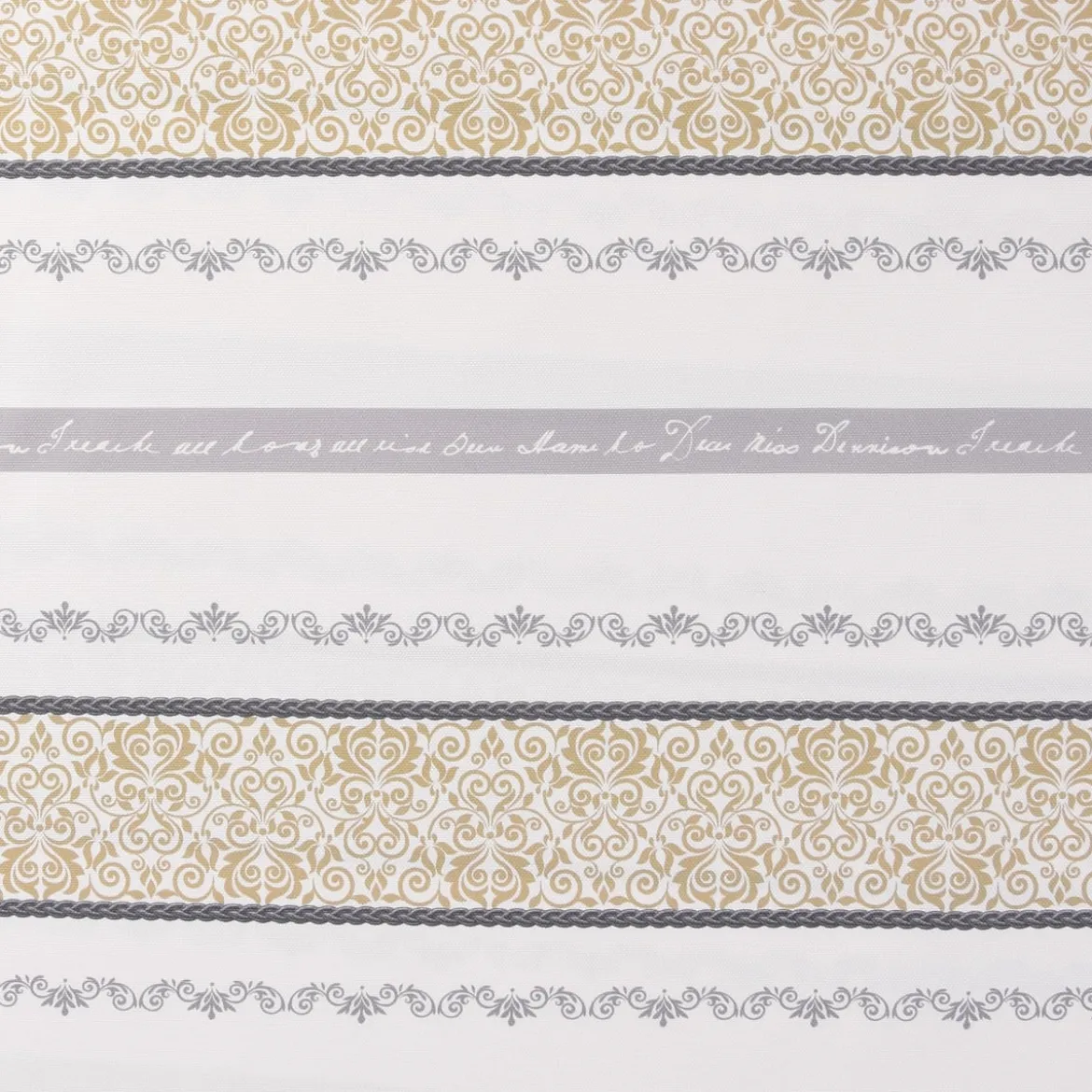 Dekostoff Gardinenstoff Landhausstoff Streifen Ornamente ecru grau beige 160cm Breite