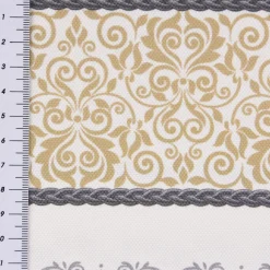 Dekostoff Gardinenstoff Landhausstoff Streifen Ornamente ecru grau beige 160cm Breite
