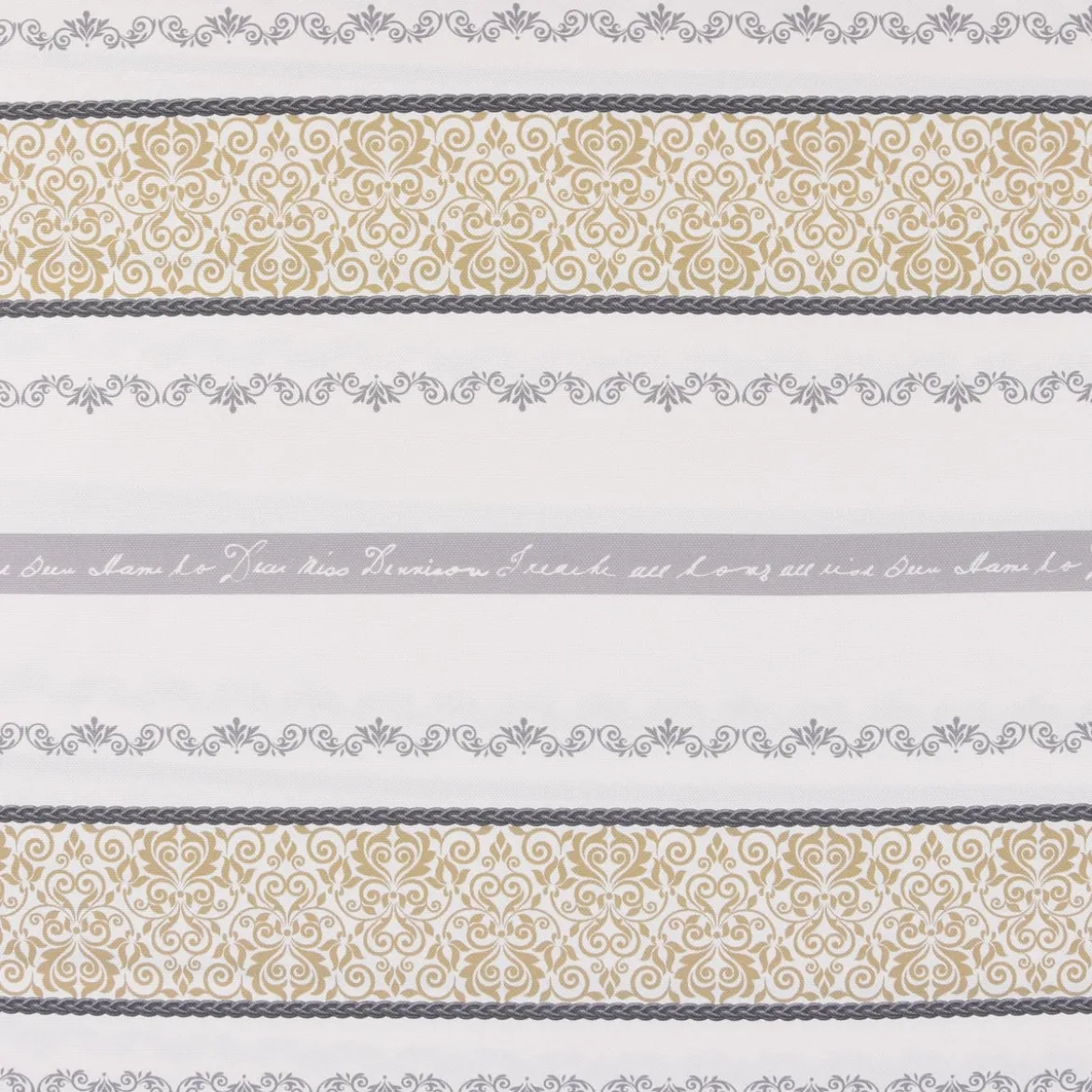 Dekostoff Gardinenstoff Landhausstoff Streifen Ornamente ecru grau beige 160cm Breite