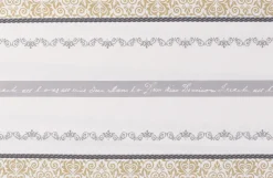 Dekostoff Gardinenstoff Landhausstoff Streifen Ornamente ecru grau beige 160cm Breite