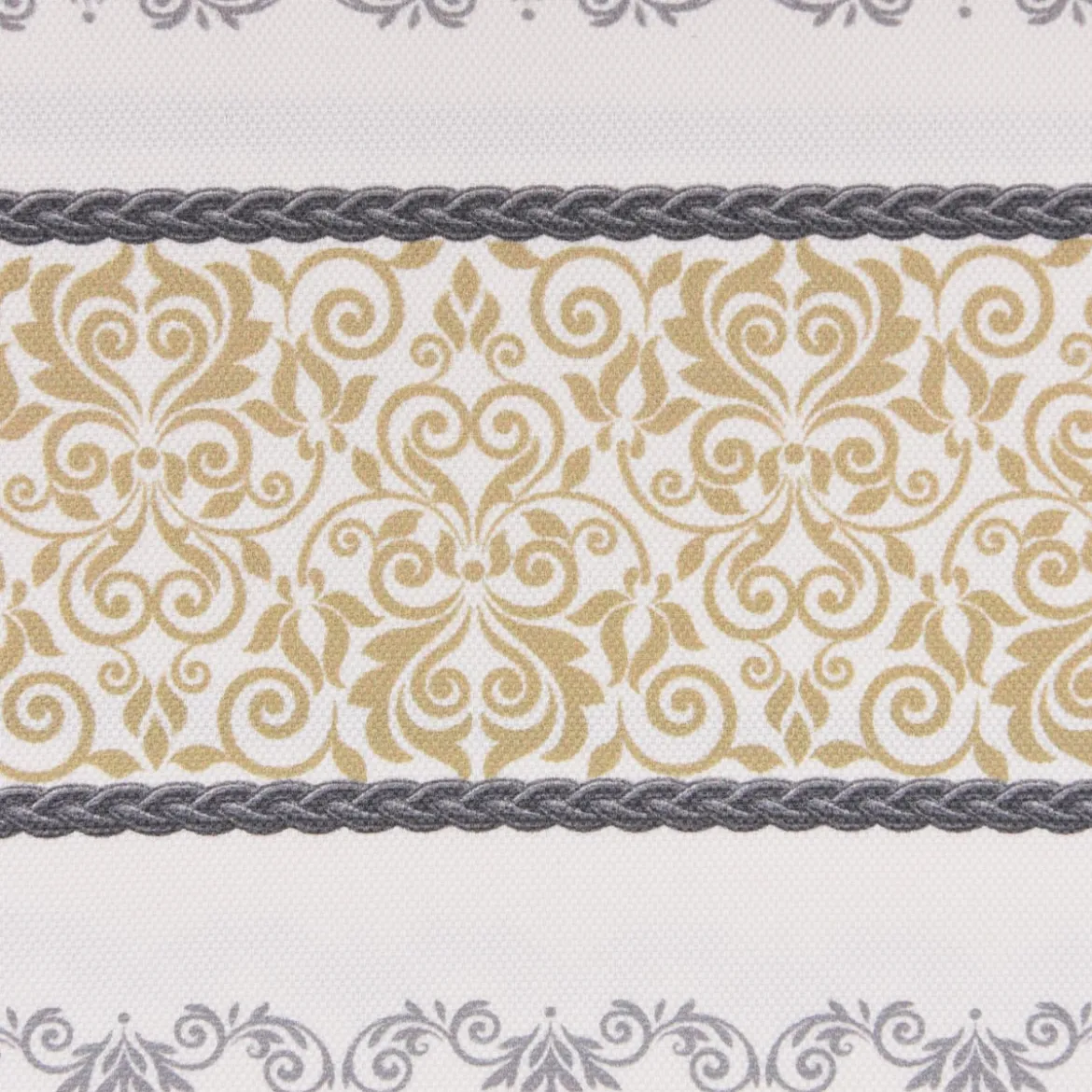 Dekostoff Gardinenstoff Landhausstoff Streifen Ornamente ecru grau beige 160cm Breite