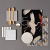 Dekostoff Gobelin Premium Cranebird Paradise Kraniche schwarz beige rot 1,4m Breite