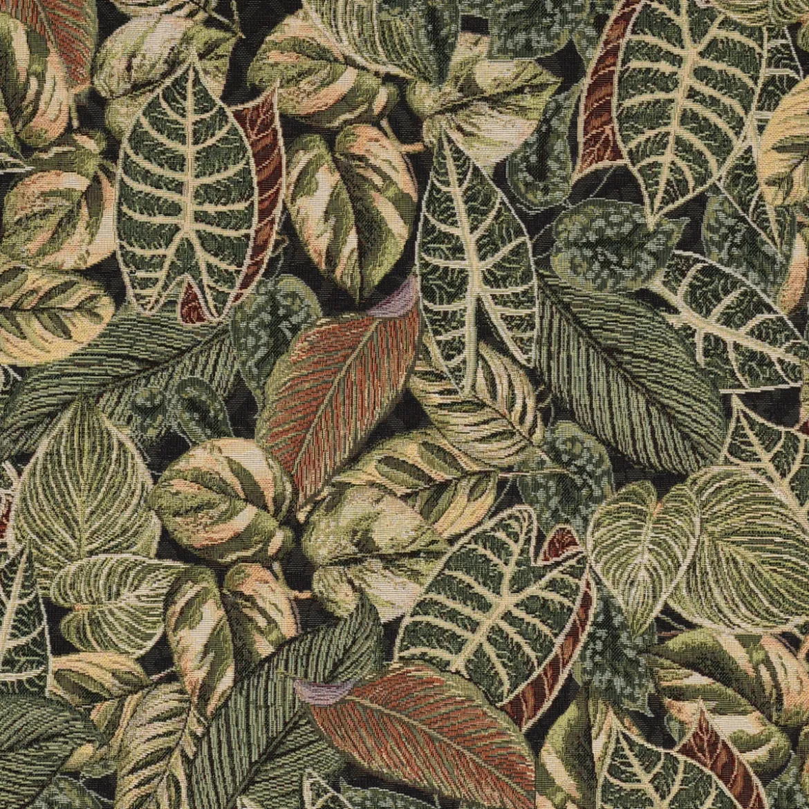 Dekostoff Gobelin Premium Houseplant Jungle Blätter grün schwarz 1,4m Breite