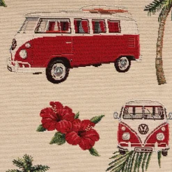 Dekostoff Gobelin Premium VW Palm Hawaii VW-Bus Bulli beige rot 1,4m Breite