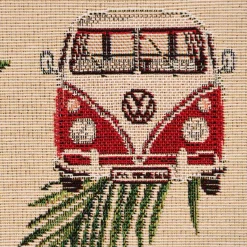 Dekostoff Gobelin Premium VW Palm Hawaii VW-Bus Bulli beige rot 1,4m Breite