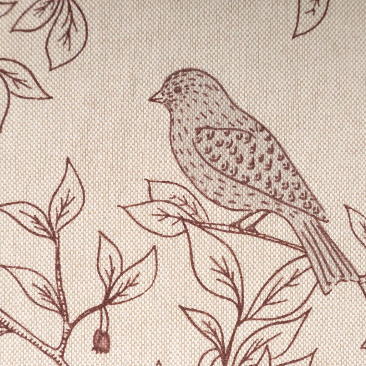Dekostoff Halbpanama Branch Bird Song Vögel Blätterzweige natur braun 1,4m Breite