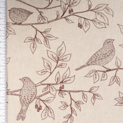 Dekostoff Halbpanama Branch Bird Song Vögel Blätterzweige natur braun 1,4m Breite