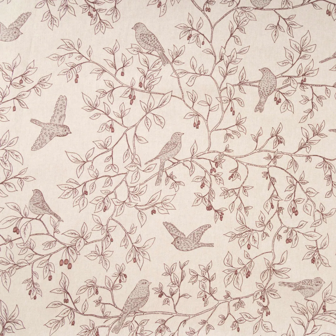 Dekostoff Halbpanama Branch Bird Song Vögel Blätterzweige natur braun 1,4m Breite
