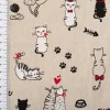 Dekostoff Halbpanama Cats Life natur rot schwarz 1,4m Breite