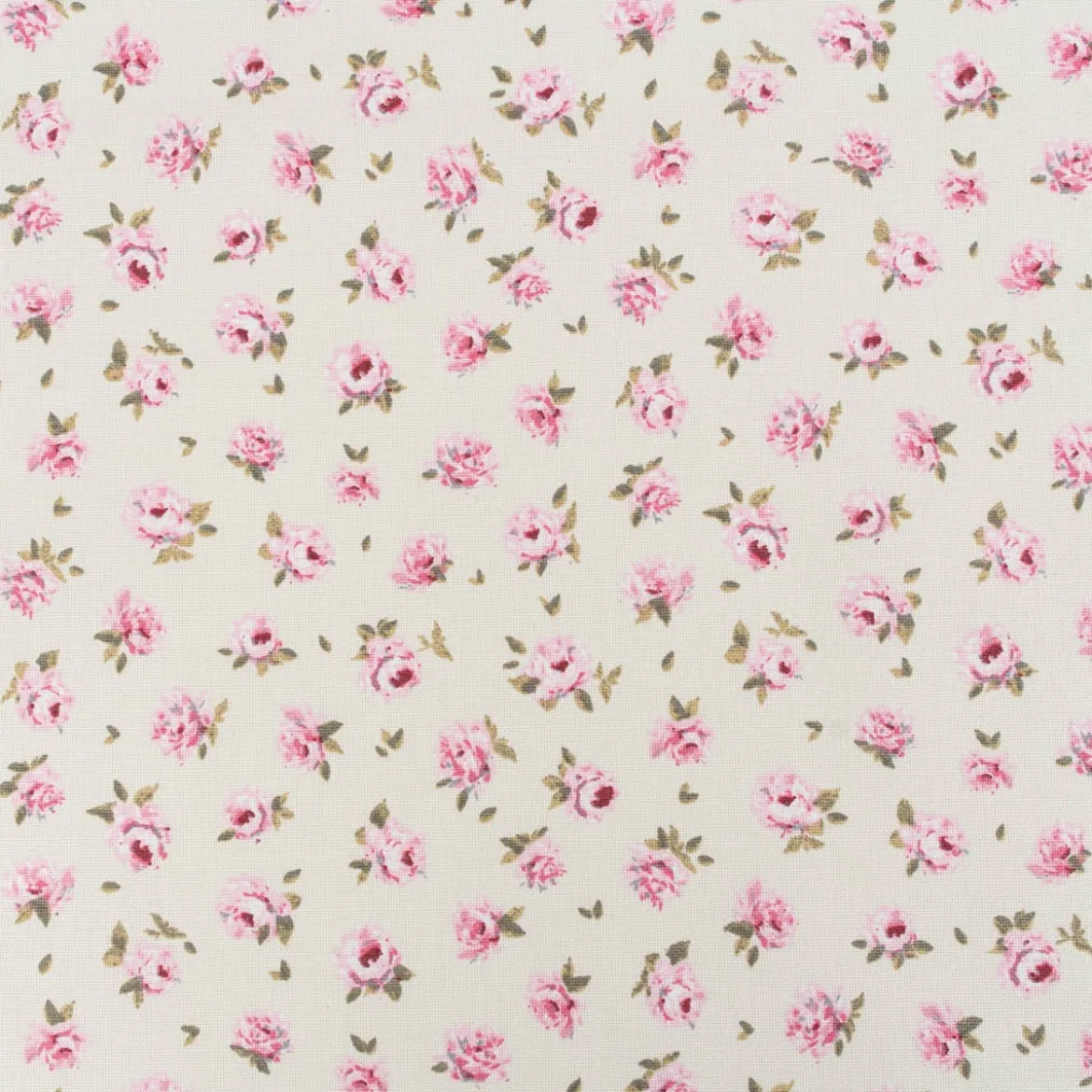 Dekostoff Halbpanama Classic Little Rose Allover Rosenblüten ecru rosa 1,40m Breite