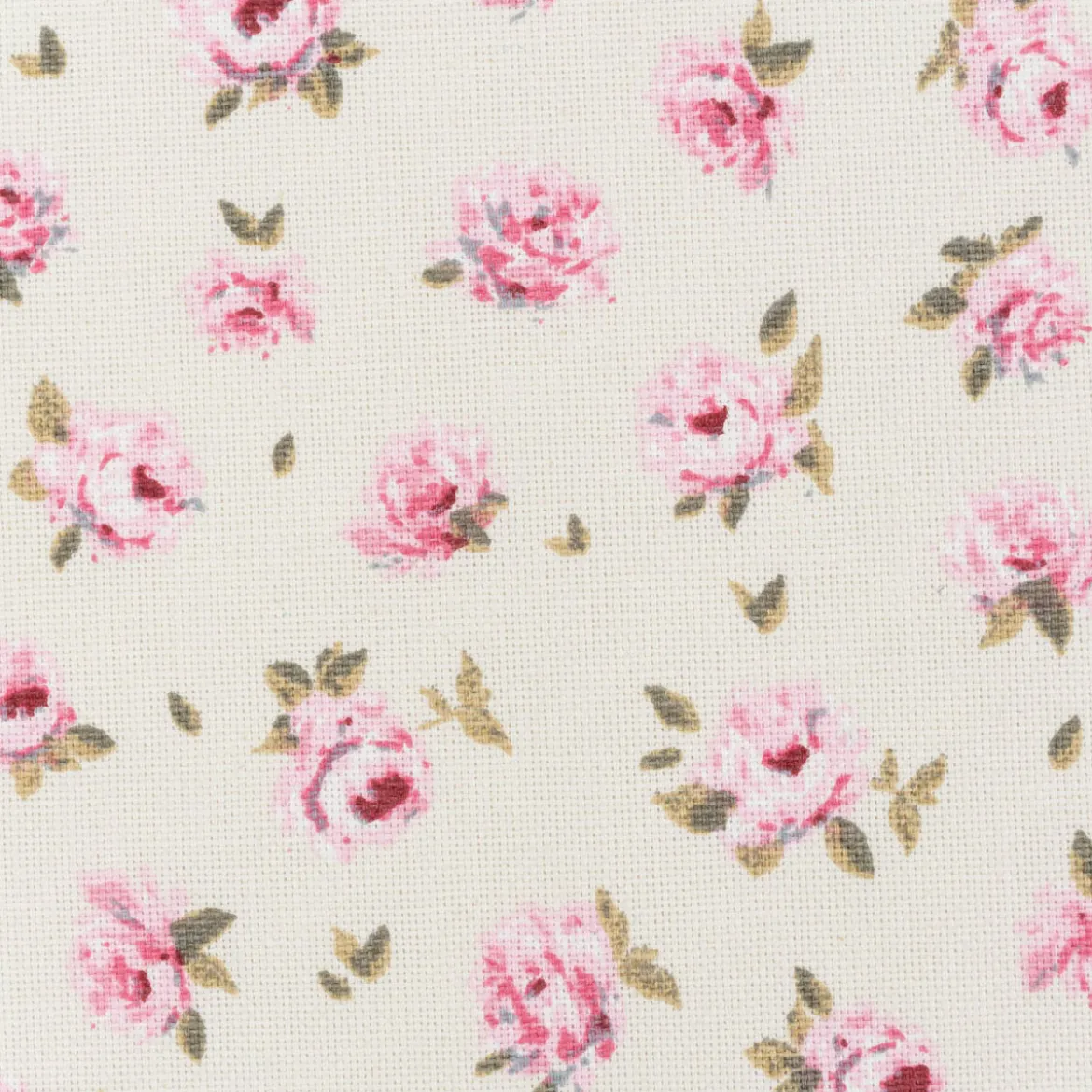Dekostoff Halbpanama Classic Little Rose Allover Rosenblüten ecru rosa 1,40m Breite