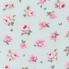 Dekostoff Halbpanama Classic Little Rose Allover Rosenblüten hellblau rosa 1,40m Breite