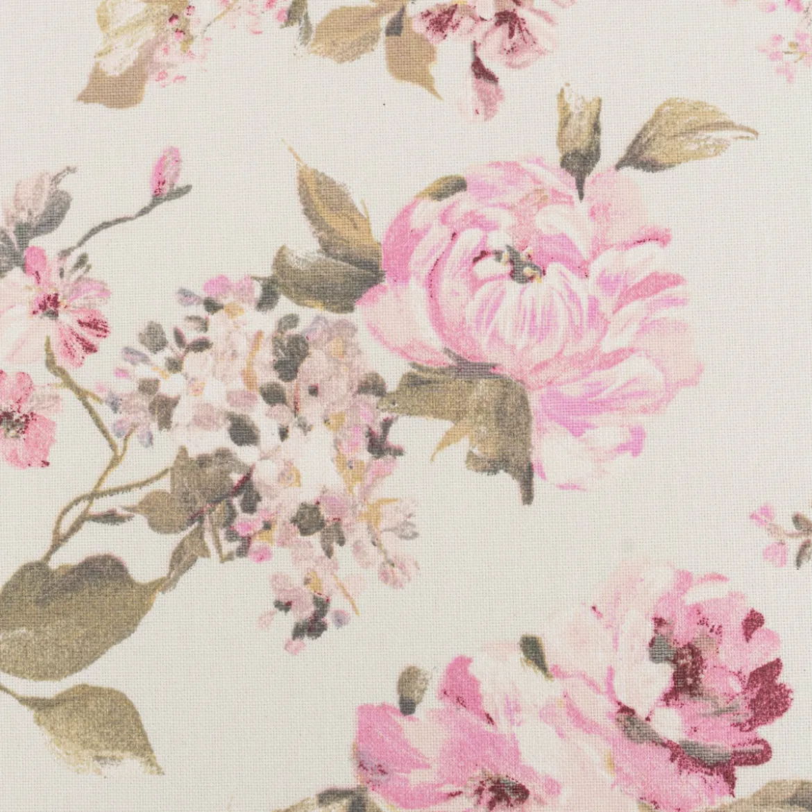 Dekostoff Halbpanama Classic Painted Rose Rosen ecru rosa 1,40m Breite