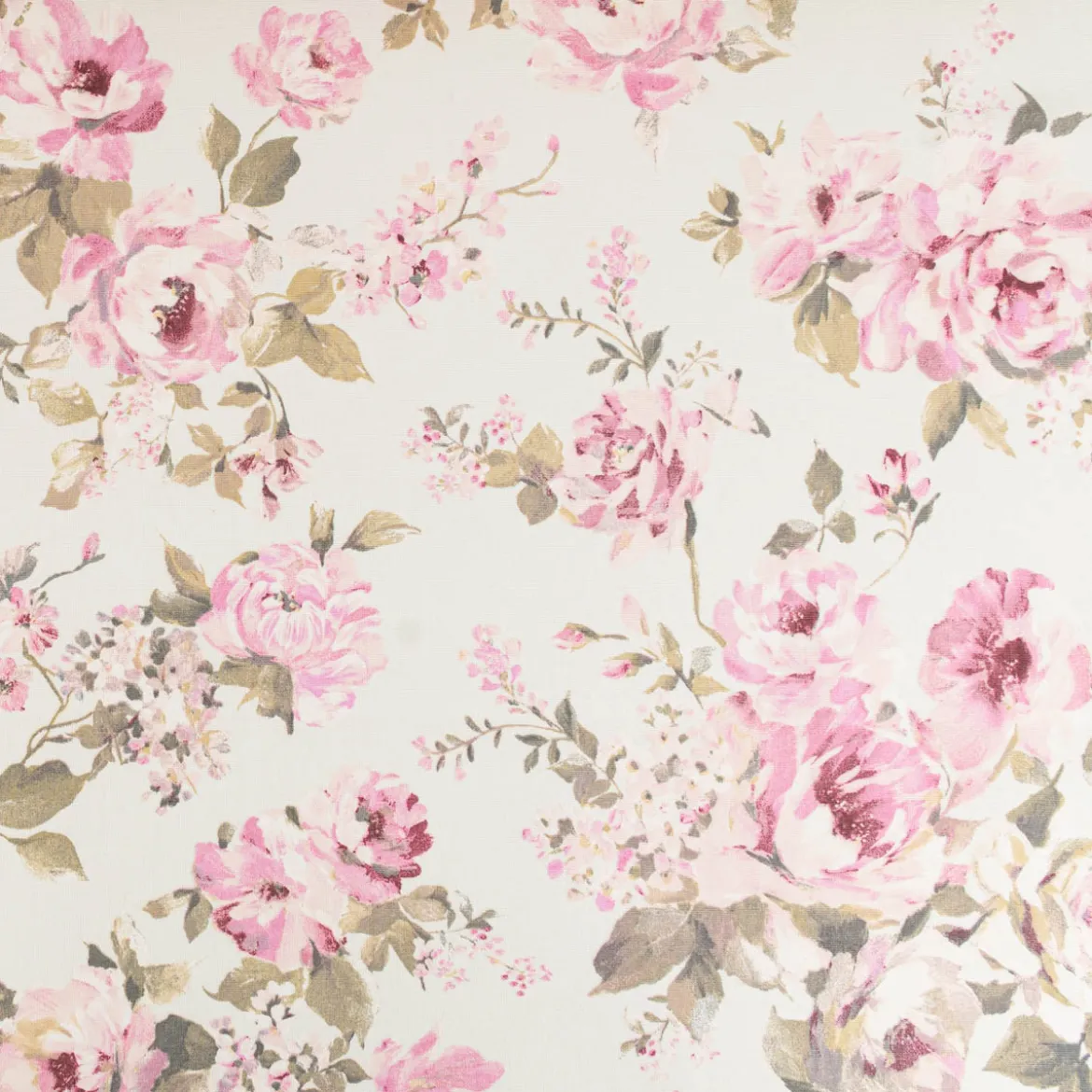 Dekostoff Halbpanama Classic Painted Rose Rosen ecru rosa 1,40m Breite