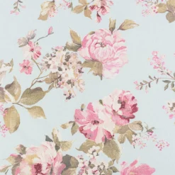 Dekostoff Halbpanama Classic Painted Rose Rosen hellblau rosa 1,40m Breite
