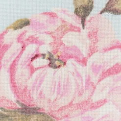 Dekostoff Halbpanama Classic Painted Rose Rosen hellblau rosa 1,40m Breite